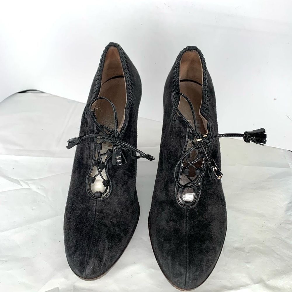 SALVATORE FERRAGAMO black lace up sandals shoes sz 7.5 womens